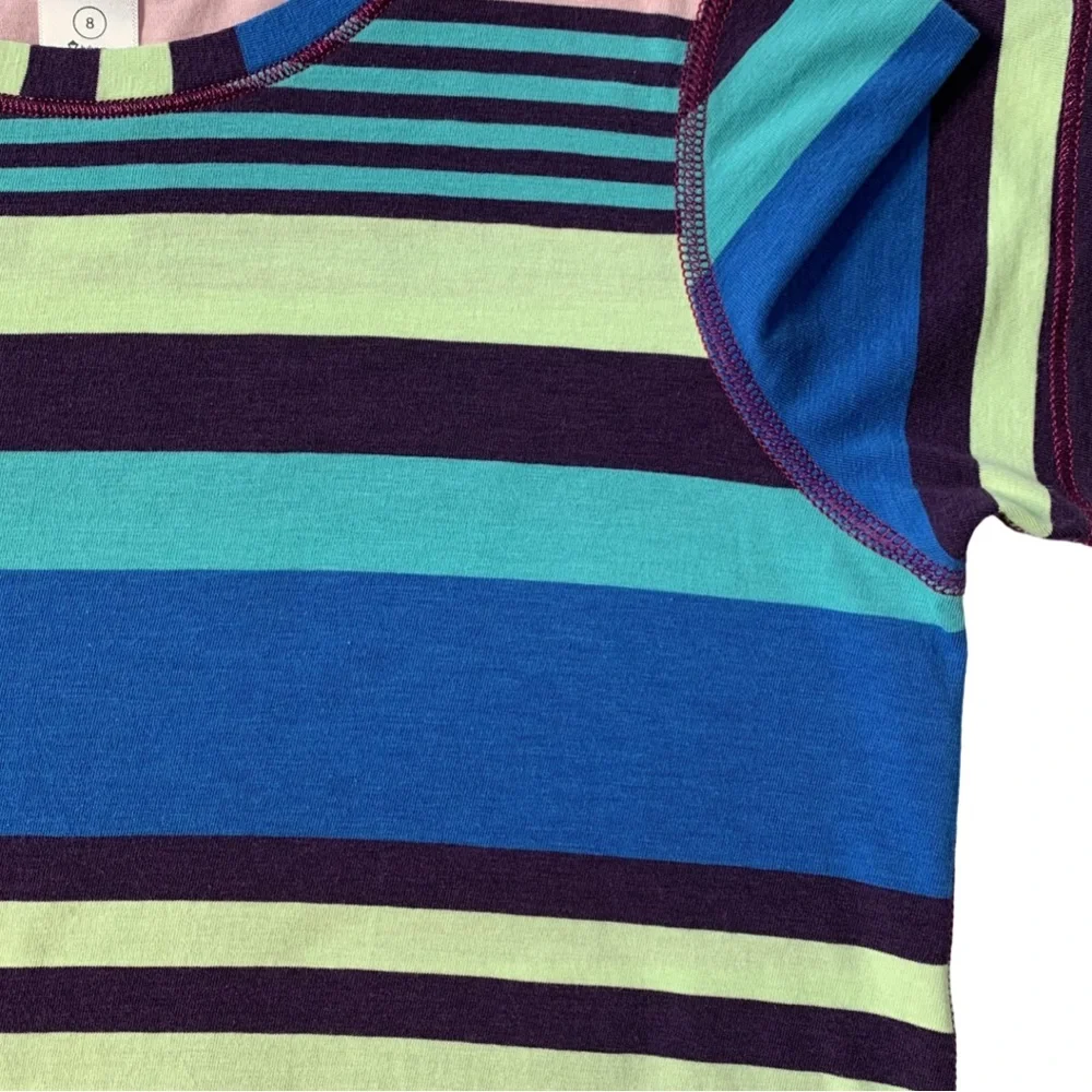 Ivivva Girls Multicolored Striped Short Sleeve Tee Top Size 8
